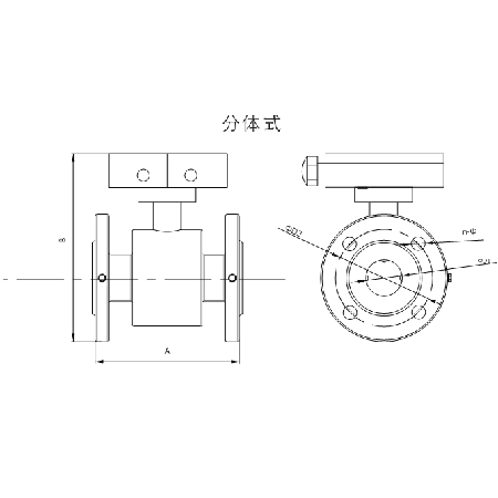FLDC系列電磁流量計產品尺寸（分體式）