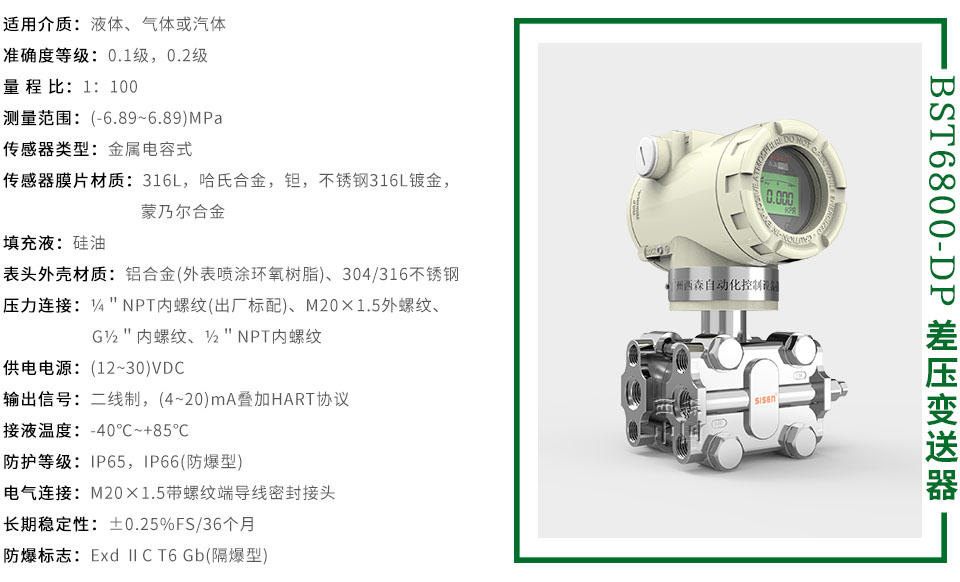 BST6800-DP差壓變送器廠家