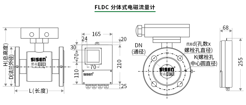 分體式電磁流量計產品尺寸