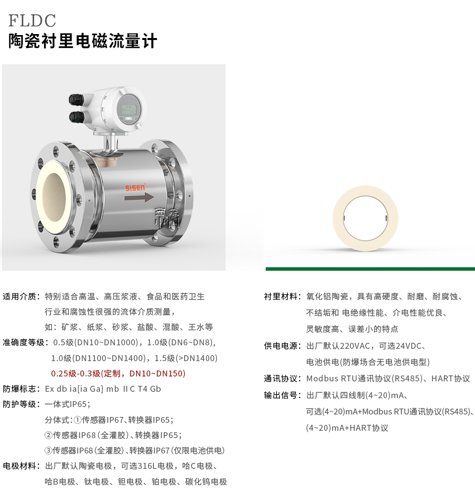 陶瓷襯里電磁流量計